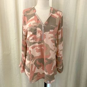 NY & Co.  Pink Camo Blouse size M